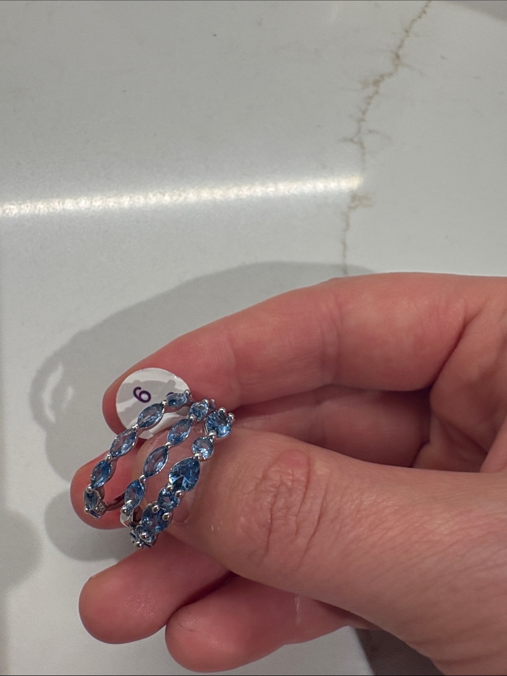 Light Blue Crystal Stackable Rings - Women Jewelry